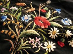 finest antique French embroidery table throw