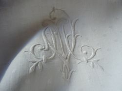 luxury art deco table linens monogram MV