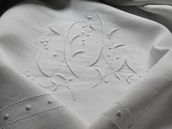 luxury linen bed set monogram JL