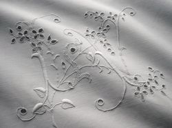 finest linen lace and embroidered pillowcase