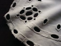 French art deco embroidered linen table runner