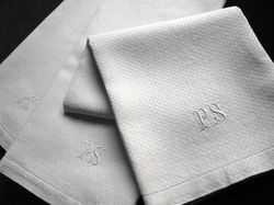 fine white damask guest towels monogram AL