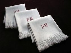 antique pure linen embroidered hand towels
