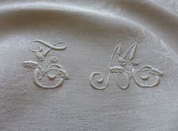 luxury art deco table linens monogram MV