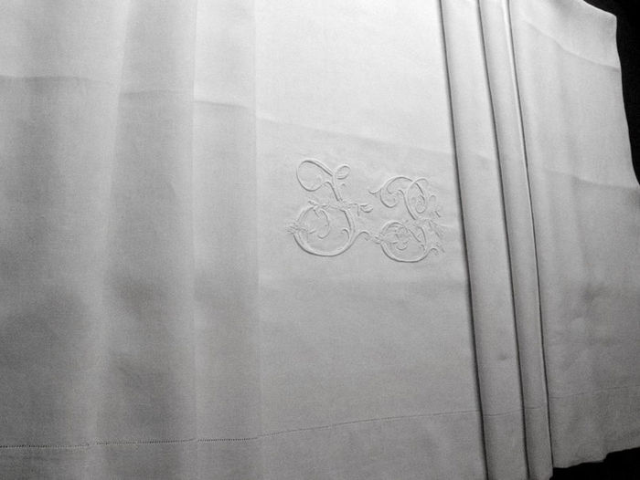  French linen sheet with stunning JP monogram