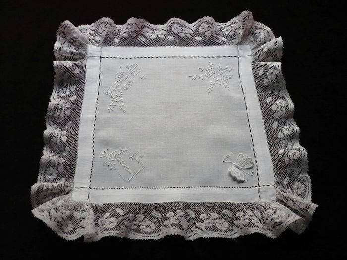 Vintage wedding hankerchief, dated:1906