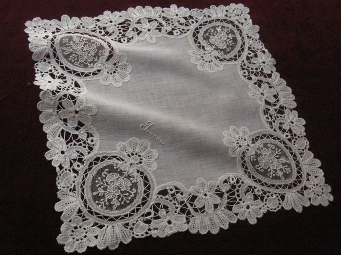 Wedding embroidered handkerchief, 1910