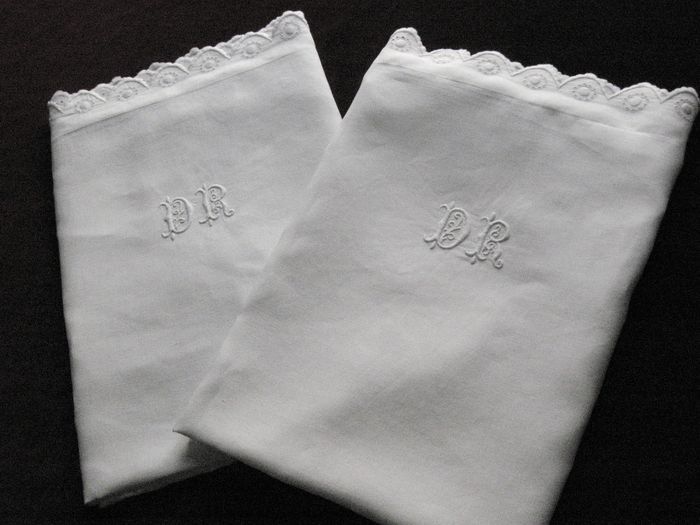 French embroidred pillow shams, monogrammed: DR