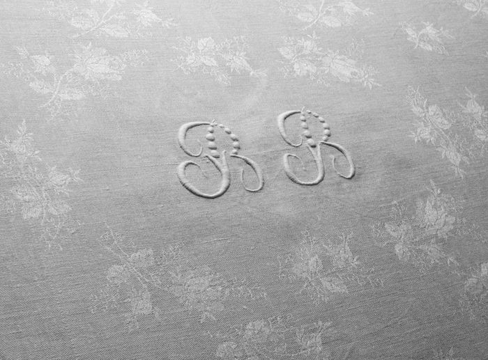 Antique tea tablecloth, monogram: bb