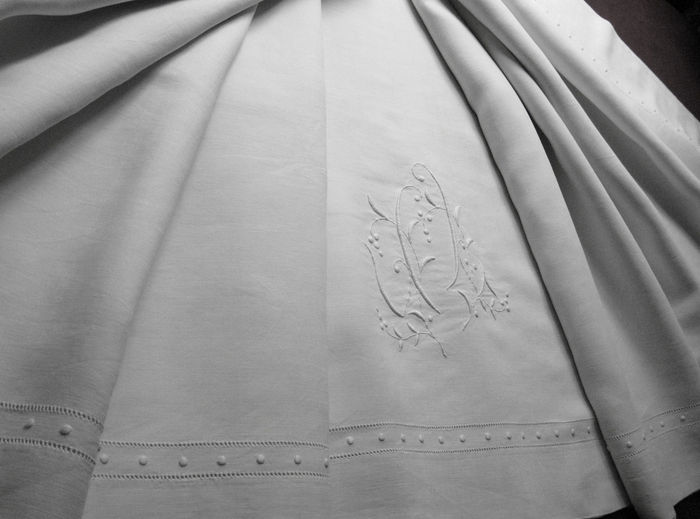 antique french linen sheet and pillow sham