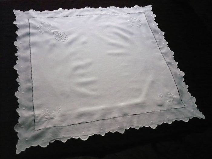 French antique linen pillow sham monogrammed MV