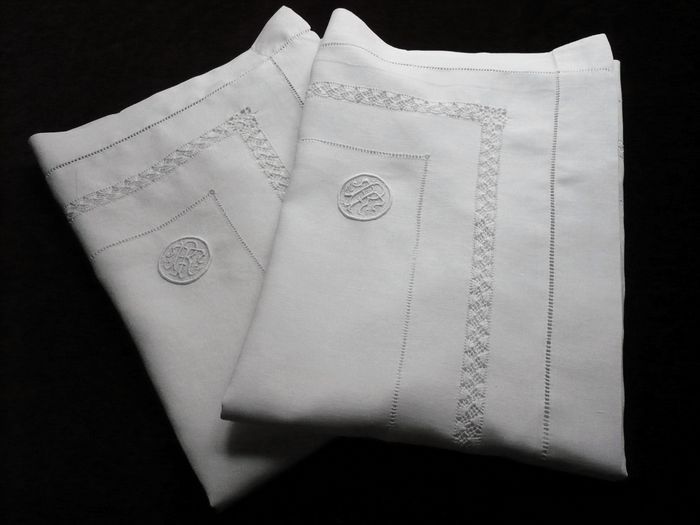 Antique linen pillow sham, monogram RT