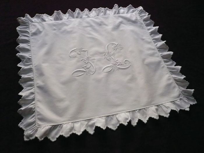 Antique linen French pillow sham monogram JL