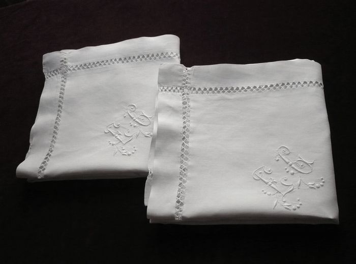  pair of French pillow shams  monogram EG