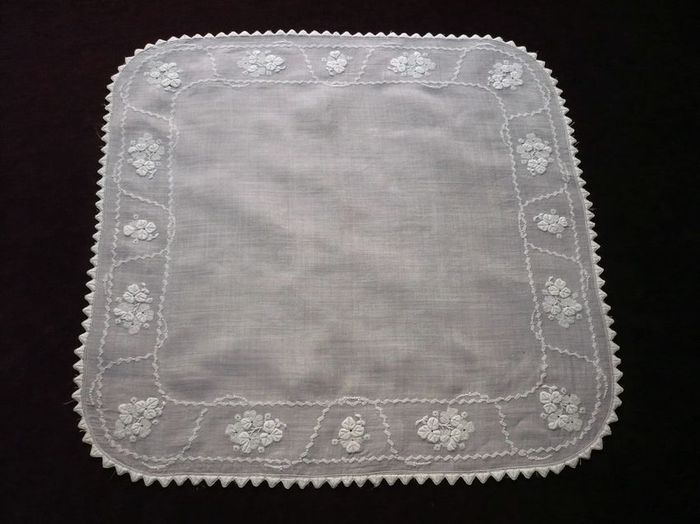 French linen embroidered handkerchief