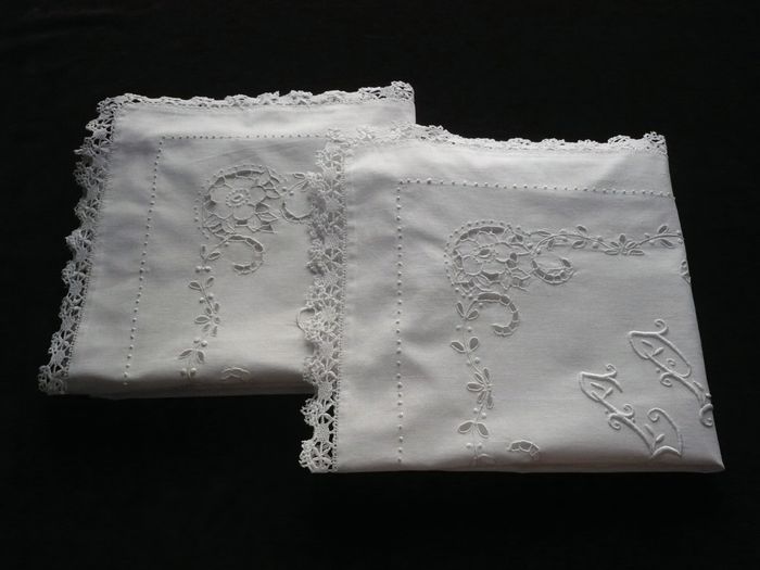 pair of antique pillow shams monogram EP