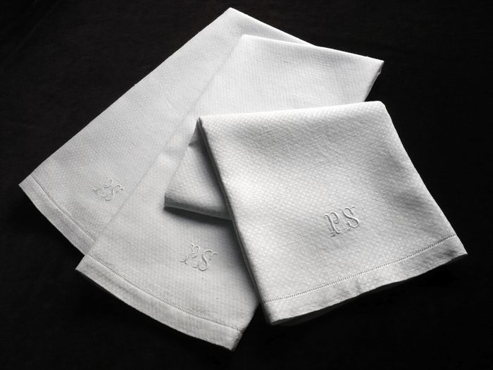 vintage guest hand towels monogrammed PS