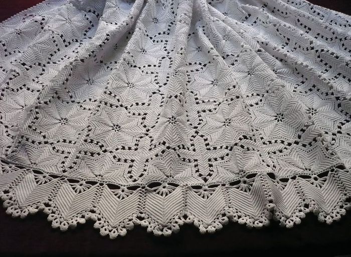 vintage crocheted cotton coverlet