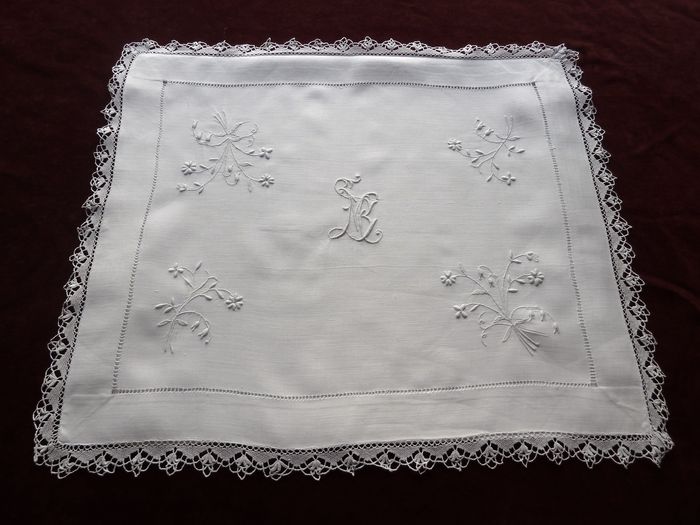 antique linen embroidered lingerie envelope monogram MB