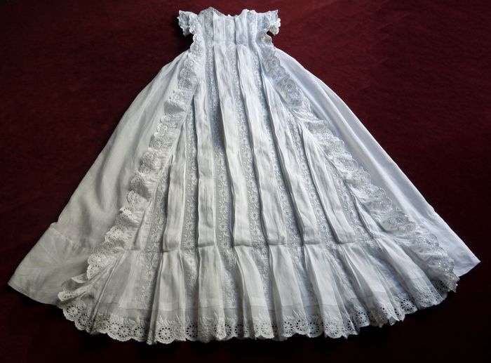 antique lace and embroidered Christening gown
