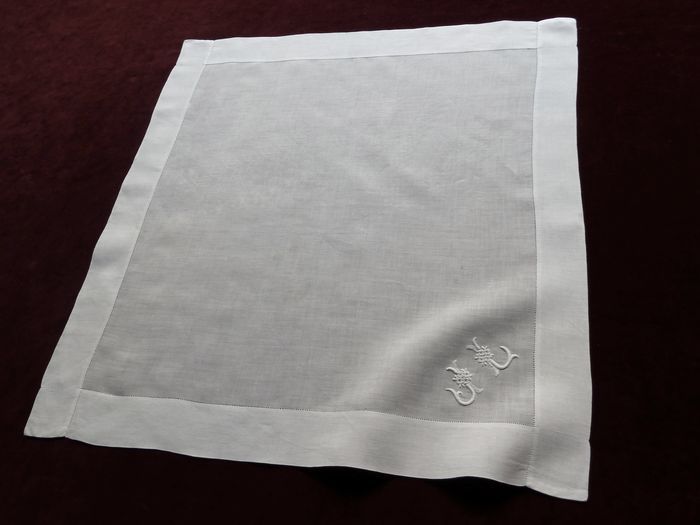 three fine linen men's pocket squares monogram JL