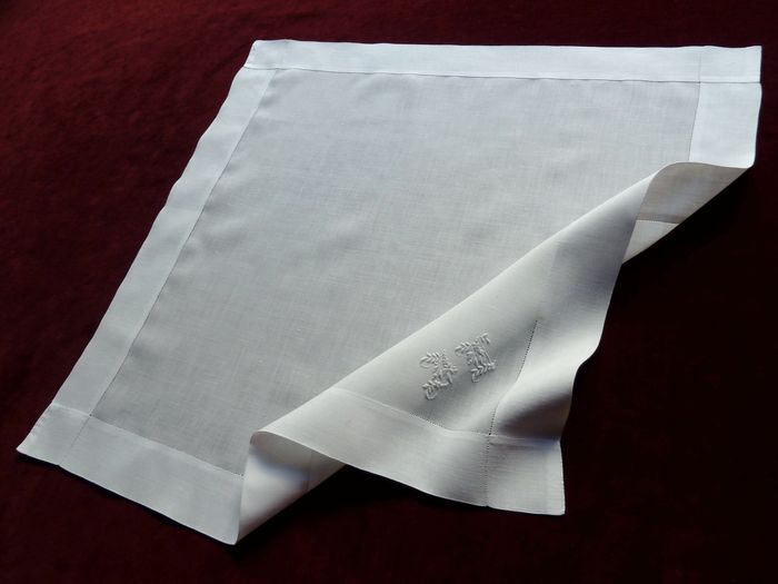 three fine men's linen pocket squares monogram JL