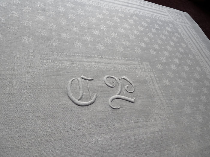 antique linen damask napkins monogram CP