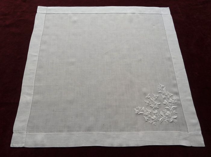 luxury antique linen pocket square monogrammed J