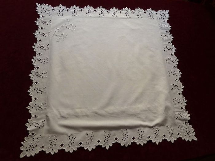 antique embroidered euro shams monogram LC