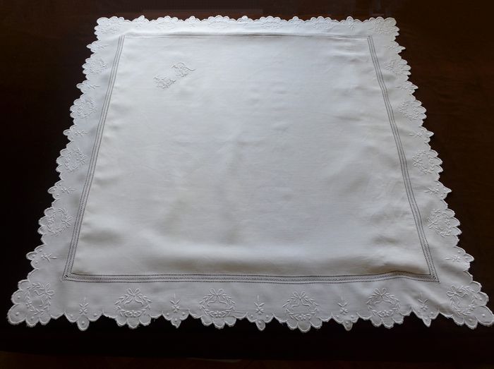  Antique Floral Embroidered Linen Shams Monogrammed LR