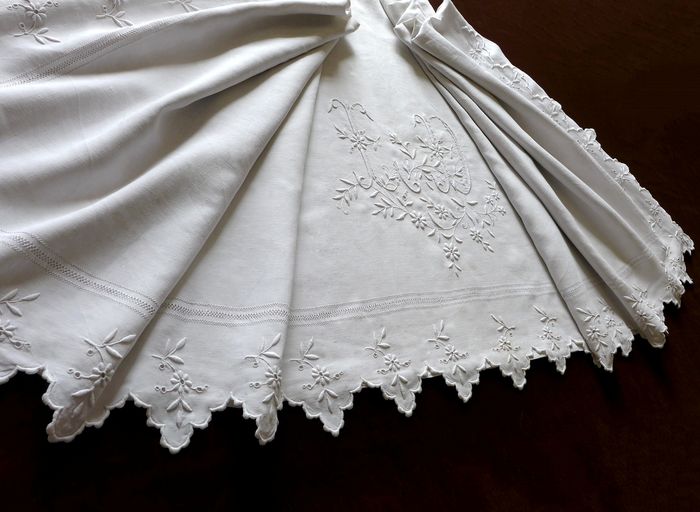 Antique Linen Queen Sheet Monogrammed LD