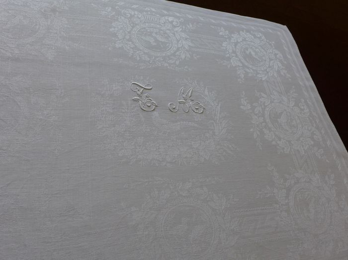 Antique Bird Motif Napkins Monogrammed TM