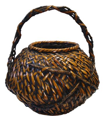 A rustic bamboo basket for flowers (hanakago).