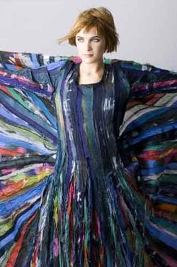Painted silk reconstructed dress by carole walter 2009