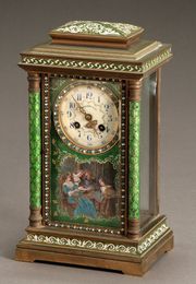 French Guilloche Enamel Mantel Clock  