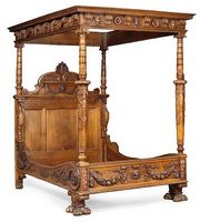 A Renaissance style walnut bed 
