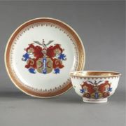 CHINESE EXPORT ARMORIAL TEABOWL AND SAUCER
CIRCA 1738-41
