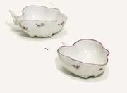 TWO GOTHA LEAF-MOULDED PICKLE-DISHES 
