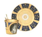  VIENNA GOLD AND MATT-BLUE GROUND IMPERIAL PORTRAIT CABINET-CUP AND SAUCER
