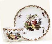 FRANKENTHAL CHINOISERIE TEACUP AND SAUCER 

