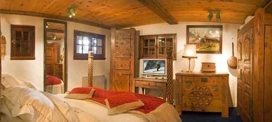 A beautiful traditional bedroom in an old chalet, Chamonix, France