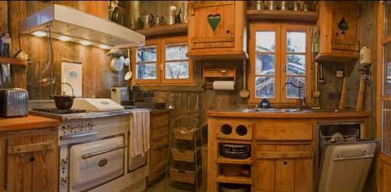A traditional kitchen in a Chamonix chalet. 