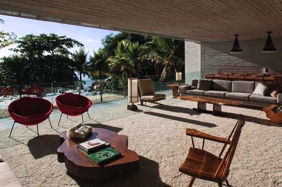 A living room on the beach in Brazil